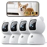 CINMOORE 2.5K Indoor Security Camera 4pack, Free AI Person/Pet/Cry Detection, 4MP Baby/Dog/Cat/Pet Camera with Phone App, Pan Tilt WiFi, Night Vision, Full Duplex Audio for Home Security