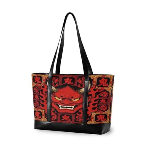 Japanese Oni Hannya Red ghosts Large Capacity laptop case for women with zipper zipper tote for Travel Pool Swim Beach Vacation Necessities with tablet estuche para laptop 14 pulgadas