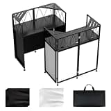 Portable DJ Booth Facade Stand, DJ Table Stand, DJ Facade Booth with White & Black Scrims, Includes Carry Bag & Two Top Corners Table, Tool-Free Setup, for Parties, Events, Studios (40"L x 20"W)