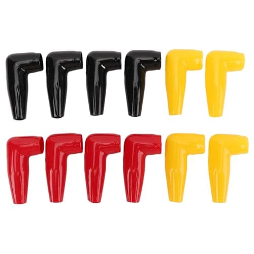 12PCS Battery Terminal Boots Insulating Covers, Red Black Yellow Rubber Protector Caps for Auto Marine Commercial Vehicles, Fits up to 16mm Terminal and 10mm Cable