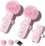 TEKHGAGY Mini Mic Pro Wireless Mini Microphone for iPhone, iPad, Android-Pink