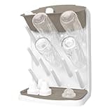 Ubbi Vertical Baby Bottle Drying Rack, Space Saving Countertop Drying Rack Baby Accessory, Taupe