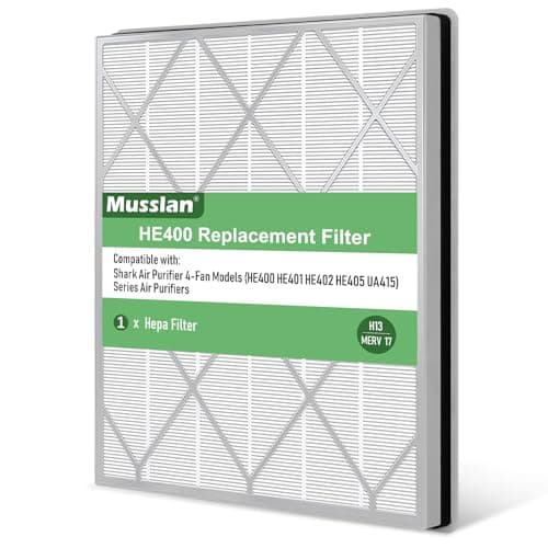 Musslan HE401 True HEPA Replacement Air Filter for Shark Air Purifier 4, Fits Models HE400/HE401/HE401C/HE401NP/HE402/HE402C/HE405/UA415, Replaces HE4FKBAS HE4FKPET HE4FKPETMB HE4FKPRO