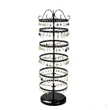 SNBBGT 6 Tier Metal Rotating Earring Holder Organizer,Adjustable Hoop Storage Rack,264 Holes Adjustable Metal Rack for Stud Hoop Dangle Storage,Black