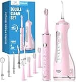 JTF Electric Toothbrush with Water Flosser Combo: 2-in-1 Portable Oral Clean Kit for Effective Yet Gentle Brushing & Flossing, Multiple Modes for Braces & Sensitive Gums Care, Cordless for Home Travel
