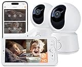 ARENTI Baby Monitor 2 Cameras, Smart Baby Camera with 5-Inch Wireless Display, Super Night Vision, Temperature Sensor, Sound Detection, Auto Motion Tracking, 2-Way Audio, VOX Mode(B2 Set)