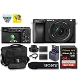 Sony Alpha a6400 Mirrorless Digital Camera with 16-50mm f/3.5-.6 OSS II Lens (ILCE-6400L/B) – 24.2 MP APS-C, 4K Video, Real-Time Eye AF + Extra Battery + 64GB Card + Camera Case