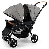 INFANS Double Stroller, Foldable Baby Tandem Stroller with Djustable Backrest Canopy Footrest, 5-Point Harness, Storage Basket, Convertible Compact Twin Stroller for Infants and Toddlers