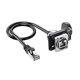 for 1PC Network RJ45 8p8c Waterproof Connector RJ45 Male to Female Cable Panel Mount D Type CAT6A RJ45 Connect Socket with Dust Cap