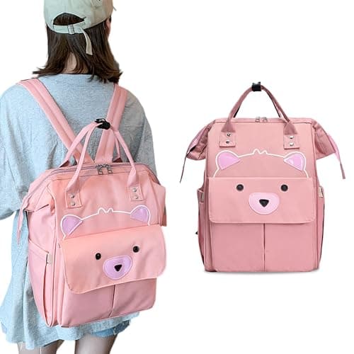 BEMBIKA Diaper Bag The Ultimate Mother Bag For New Born Baby and Mothers Stylish Diaper Bags With Big Storage Capacity Make Diapering & Nursing Easy With Maternity Backpack-Bear Peach