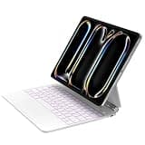 EUNOVULIT for iPad Pro 11-inch M5 2025/M4 2024 Case with Keyboard, Magic Keyboard Case for iPad Pro 11" with Multi-Touch Trackpad, Floating Cantilever Stand, Stain-Resistant, Led Display, White