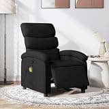 KHNLGFR Electric Massage Recliner Chair Black Fabric with 6 Vibration Points and Side Pocket, Power Reclining to 135 Degrees