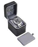 ProCase Single Watch Travel Case for Men, PU Leather Portable Watch Holder, Compact Small Carrying Storage Box for Luxury Watches & Smartwatches with Jewelry Compartment, Fathers Day Gift -Darkgray