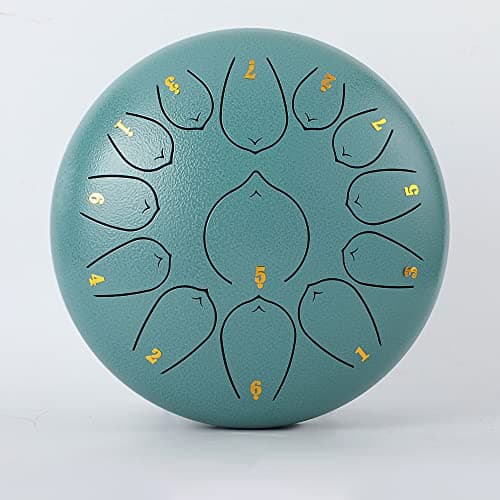 OGMOYT Steel Tongue Drum C Major，10 Inch 13 Notes Kids Tongue Drum Handpan Drum，Percussion Instrument Kit with Drum Mallets，Note Stickers，Finger Picks，Mallet Bracket，Blue