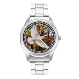 FodPand Analog Men Stainless Steel Band Watch Big Face Silver Wristwatch