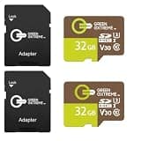 Green Extreme 32GB microSDHC Memory Card with SD Adapter, Class 10 U3, Up to 100MB/s Read Speed (2 Pack)