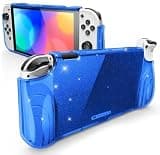 Mumba Case for Nintendo Switch OLED 2021 [Thunderbolt Series] Clear Protection with Ergonomic TPU Handle Compatible with New Switch OLED 7 inch Console and Joy-Con (Blue)