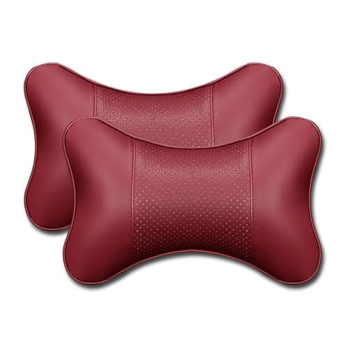RVQWXDMR Car Neck Pillow for Tesla Model Y 2020-2023, Breathable Soft Comfortable Car Seat Headrest Neck Rest Cushion for Relieve Fatigue, Ergonomic Neck Support, G/Wine Red