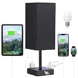 aooshine Black Lamp for Bedroom-Touch Lamp with USB-C+A and AC Outlets,3 Way Bedside Nightstand Square Table Lamp for Kids, Guest Room Living Rroom,Office, 800 Lumens 5000K Daylight Bulbs Included
