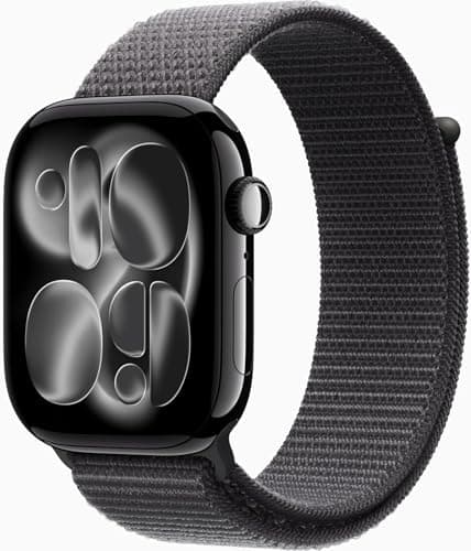 Apple Watch Series 11 [GPS, 46mm] Jet Black Aluminum Case with Dark Gray Sport Loop Band, One Size (Renewed Premium)