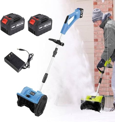 Snow Shovel Cordless,11” Electric Snow Thrower kit,Adjustable Handle, Directional Plate, Handheld Battery Powered Snow Thrower for Driveway Clearing,4.0Ah 2 Batteries Included Blue