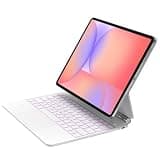EUNOVULIT for Samsung Galaxy Tab 10.9/11" S10 Lite/S10 FE/S9 FE/S9/S8/S7 Case with Keyboard, Magic Keyboard for Samsung Galaxy Tab S11 2025 with Multi-Trackpad, LED Display, Stain-Resistant, White