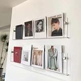 PAUANI 2 Pack Wall Mounted Bookshelf, Floating Bookshelves, Acrylic Wall Hanging Magazine Storage Shelves Display Organizer for Bedroom, Living Room, Office(80cm)