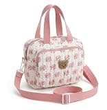 ANKICK Quilted Diaper Bag, Cute Crossbody Mom Tote with Bear Pattern,Lightweight Maternity Bag for Labor Delivery