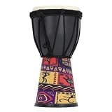 Tomotato 4 Inch African Hand Drum, Painted Design Artificial Sheepskin Percussion Drum with DIY Hand Drawing Surface, Compact Portable for Adults Music Enthusiasts