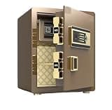 fireproof safe Home Safe Box Security Safe with Removable Shelves and Inner Cabinets Alarm System, for Storing Jewellery(Brown)