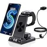 Wireless Charger for Samsung Charging Station with Clock for Samsung Galaxy S25 Ultra/S24 Ultra/Z Flip 7/Fold 6/Bud, 3 in 1 Android Charging Station, Watch Charger for Samsung Galaxy Watch 8/7/6/5Pro