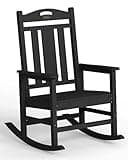 Ciokea Oversized Outdoor Rocking Chair, 380lbs Heavy-Duty Large Patio Rocker, Weather Resistant & Anti-Fade Porch Chair, High Back Cozy Rocking Chair for Outside, Fire Pit, Deck, Garden, Black