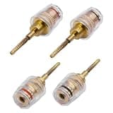 XMSJSIY Flex Pin Banana Plug 4mm Banana Female to Braided 2mm Connector Speaker Audio Adapter HiFi Audio Black & Red Terminal Binding Post Banana Connector for Amplifier Speaker Sound System - 2 Pairs