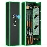 Hymnxemo [No Assembly Required] 4-6 Gun Safe,Rifle Safe,Gun Safe for Rifles and Pistols,Gun Cabinet for Shotguns,Long Gun Cabinet Fingerprint Keypad Lock Gun Cabinet Quick Access Rifle Safes