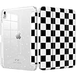 MoKo Slim Case for iPad (A16) 11th Generation 11 Inch 2025,iPad 10th Generation 2022 10.9 Inch,Glitter Smart Cover with Pencil Holder,Sparkly Clear Back Shell,Auto Wake/Sleep, Black Check