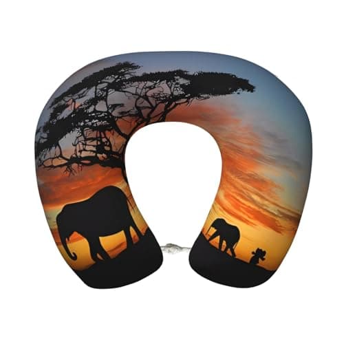 XBNVGR African Elephant Print Memory Foam Travel Pillow - Comfortable U-Shape Neck Support for Sleep, Office Naps, Long Flights
