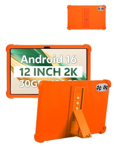 Case for SVITOO Tab 12 (12 Inch) Android 16 Tablet Protective,Shockproof Lightweight Silicone Protective Cover with Stand,Child-Friendly Protection,Easy to Clean Design,Orang