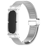 Replacement Watch Band Compatible for Google Fitbit Air, Magnetic Buckle Design, Breathable Stainless Steel Mesh Style Watch Strap, Size Adjustable Easy Installation (Silver)