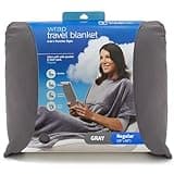 TRAVELREST 4-in-1 Travel Blanket – Wearable Blanket, Pillow & Body Wrap, Lightweight, Compact & Cozy with Carry Case, Travel Friendly, Comfort, Ideal for Airplanes, Long Flights, Road Trips - Gray