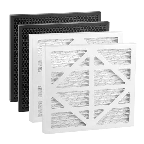 Upgraded HEP 500 Air Purifier Filter Cartridges, compatible with Dri-Eaz Defendair F321 or F284 and Mou-nto 500 CFM models, 2 pleated filter cartridges + 2 activated carbon filter