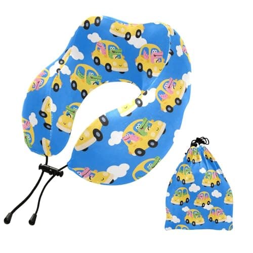 ZOEO Travel Pillow for Neck Head, Alligator Driving Cars Memory Foam Padding Sleeping Airplane Trains Cars Camping Office