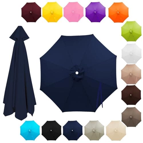 Outdoor Patio Umbrella Outdoor Table Umbrella, UV Protection, 6/8 Ribs Yard Umbrella for Balcony/Apartments/Backyard/Garden/Deck Protection Air Vent Tilt(Navy Blue,2.7m/6 Ribs)