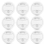 Battery Powered Detector Household Indoor Safety Monitor Battery Operated with Test Mute & Low Power Indicator Light (9PC)