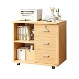 Wood Filing Cabinet with Lock for Home Office 3 Drawer Mobile Storage Lateral File Cabinet Under Desk Storage Rolling Printer Stand with wheels Home Office Organization Wood B-L23.6×w13.4×h23.2in