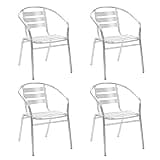 KGHFDVB Aluminum Patio Dining Set 5 Piece Round Table with 4 Stackable Chairs for Outdoor Garden