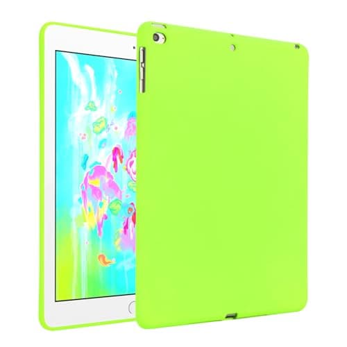 Compatible with iPad 5th/6th Generation (9.7-inch, 2017/2018) Case,Slim and Light,TPU Rubber Soft Skin Silicone Protective Cover Shockproof Tablet Cover for Air 2/AIR 1(Fluorescent Green)