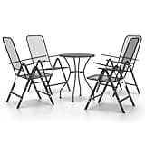 KGHFDVB 5 Piece Patio Dining Set with Expanded Metal Mesh Chairs, Anthracite Outdoor Dining Set with 7-Position Adjustable Backrests and Folding Design