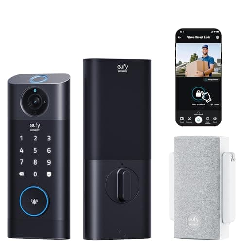 eufy Security Video Smart Lock S330, 3-in-1 Camera+Doorbell+Fingerprint Keyless Entry Door Lock, Smart Wi-Fi Deadbolt for Front Door, 8 GB Built-in Storage, SD Card Expandable, Chime Included