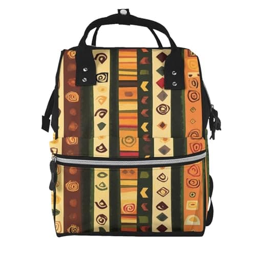 ZYQCCJ African Pattern Design Large Capacity Waterproof Mummy Backpack Diaper Bag Backpack With Multiple Pockets For Travel