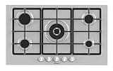 Hisense GM973XF Gas Hob, 5 Cooking Zones, Width 90 cm, Cast Iron Grill, Integrated Ignition, Anti-Fingerprint, Wok Burner